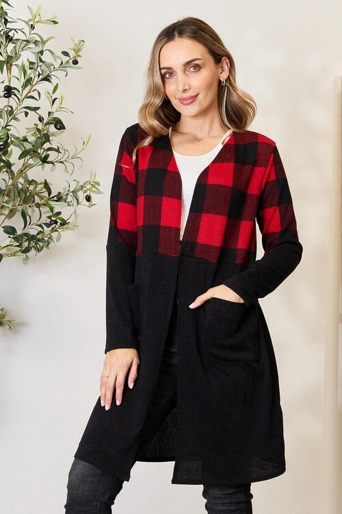 Plaid Open Front Cardigan - Bella Blue Styles