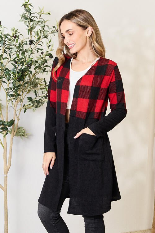 Plaid Open Front Cardigan - Bella Blue Styles