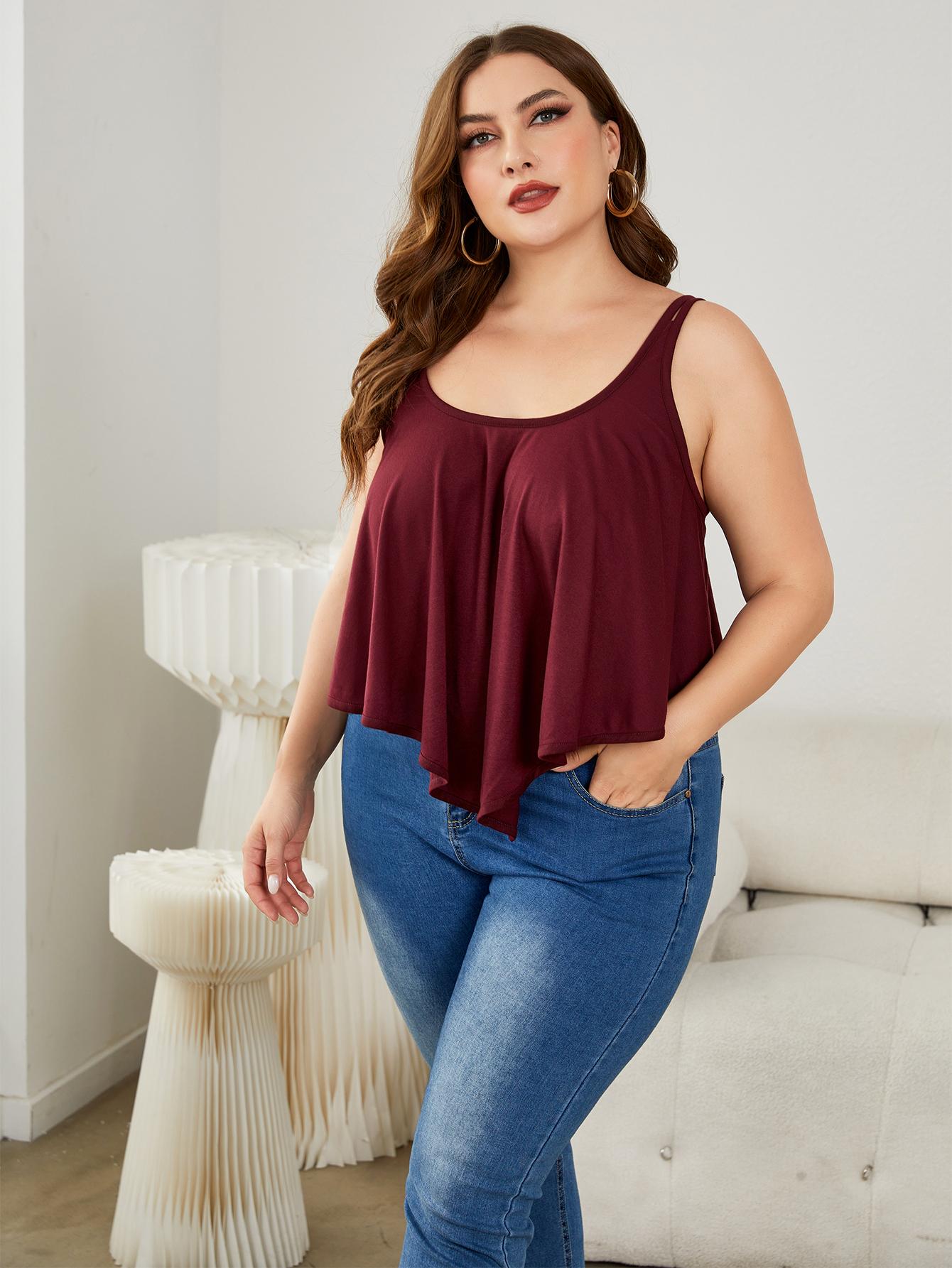 Plus Size Double-Strap Scoop Neck Cami - Bella Blue Styles