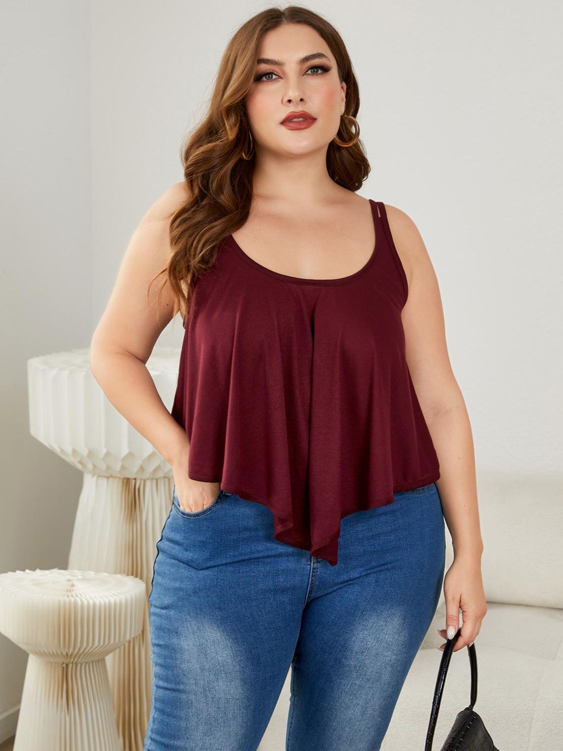 Plus Size Double-Strap Scoop Neck Cami - Bella Blue Styles