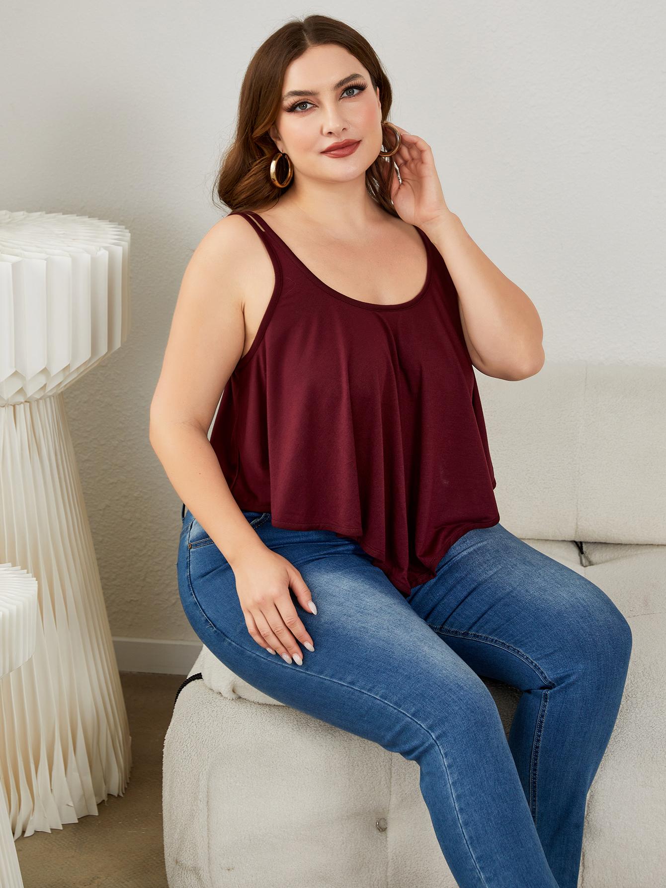 Plus Size Double-Strap Scoop Neck Cami - Bella Blue Styles