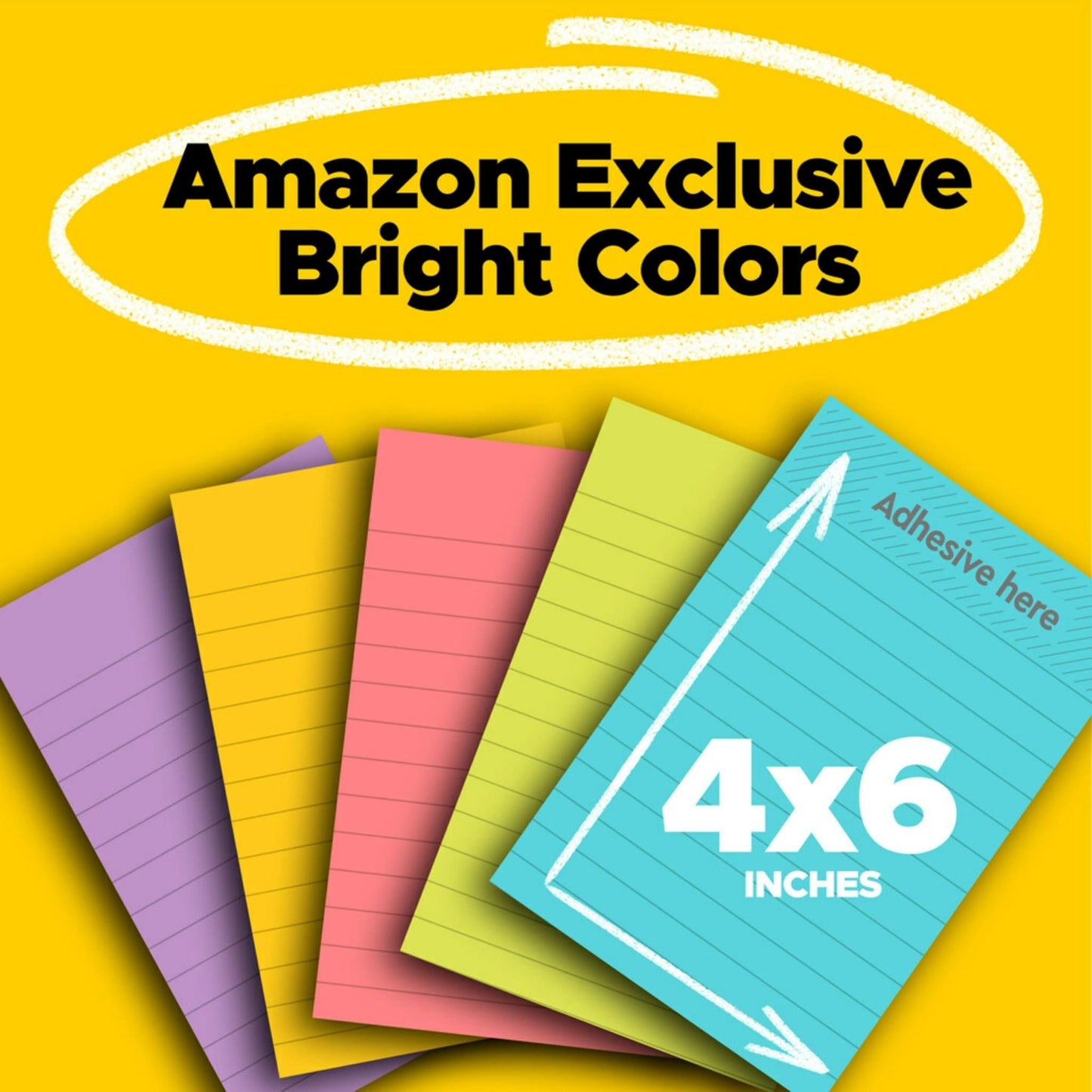 Post - it Super Sticky Lined Notes, 5 Sticky Note Pads, 4x6 in, 2X the Sticking Power, Back to School Supplies for Students, Sticky Notes for Textbooks, Notebooks, Walls and Vertical Surfaces - Bella Blue Styles