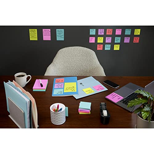 Post - it Super Sticky Lined Notes, 5 Sticky Note Pads, 4x6 in, 2X the Sticking Power, Back to School Supplies for Students, Sticky Notes for Textbooks, Notebooks, Walls and Vertical Surfaces - Bella Blue Styles