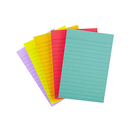 Post - it Super Sticky Lined Notes, 5 Sticky Note Pads, 4x6 in, 2X the Sticking Power, Back to School Supplies for Students, Sticky Notes for Textbooks, Notebooks, Walls and Vertical Surfaces - Bella Blue Styles