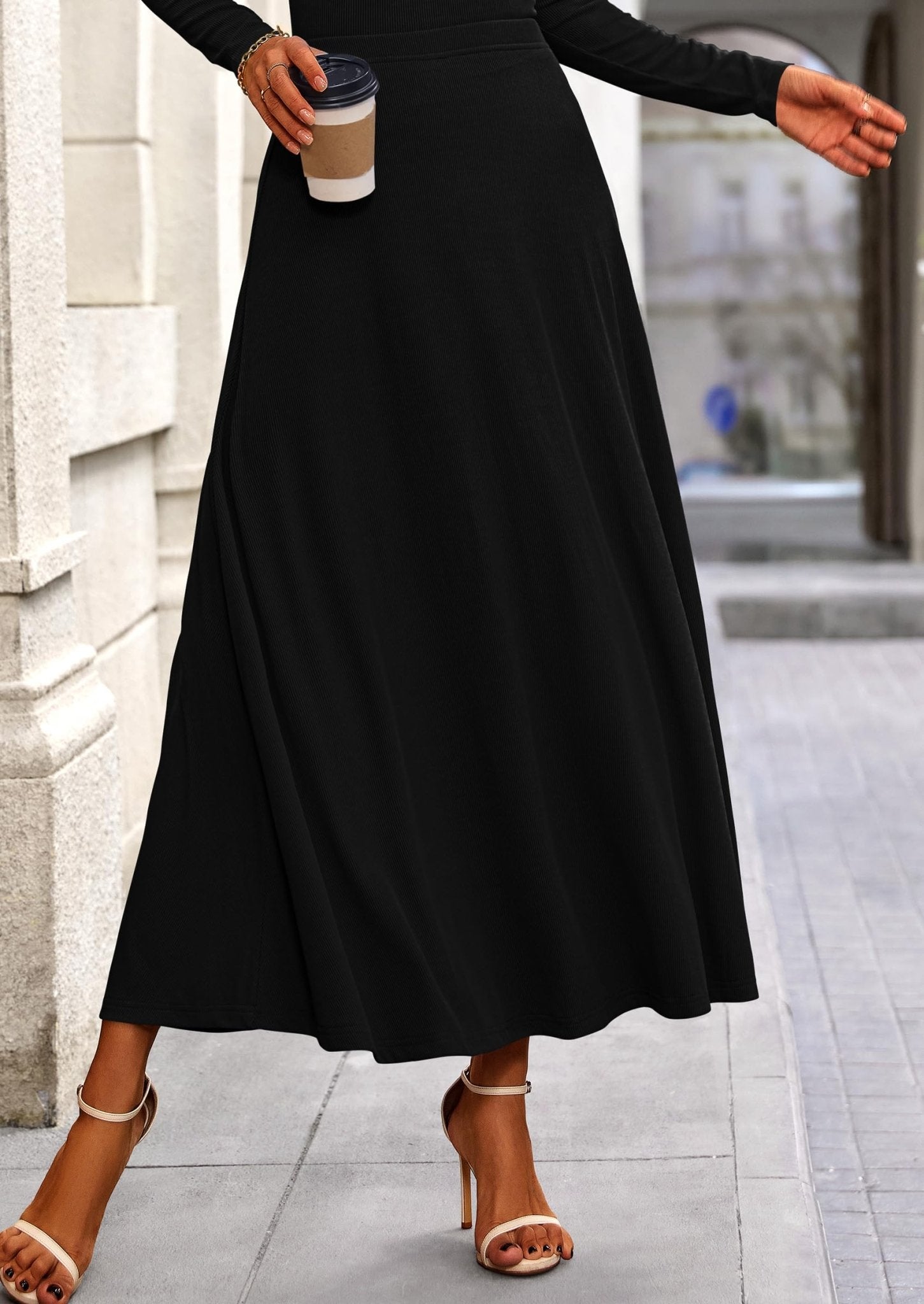 Long black flowy skirts best sale