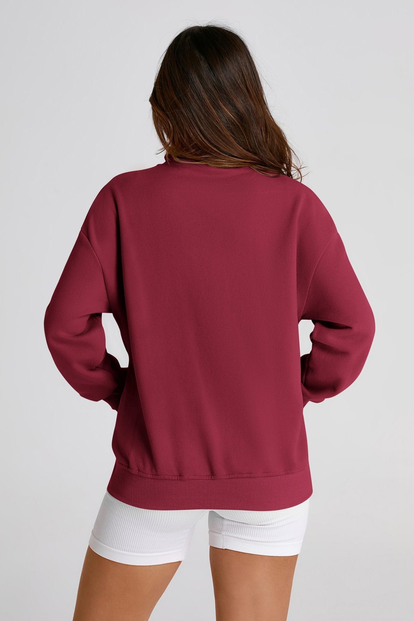 PRETTYGARDEN Women's 2024 Fall Fashion Full Zip Up Sweatshirt Long Sleeve Oversized Fashion Casual Jacket with Pockets (Wine Red,Medium) - Bella Blue Styles