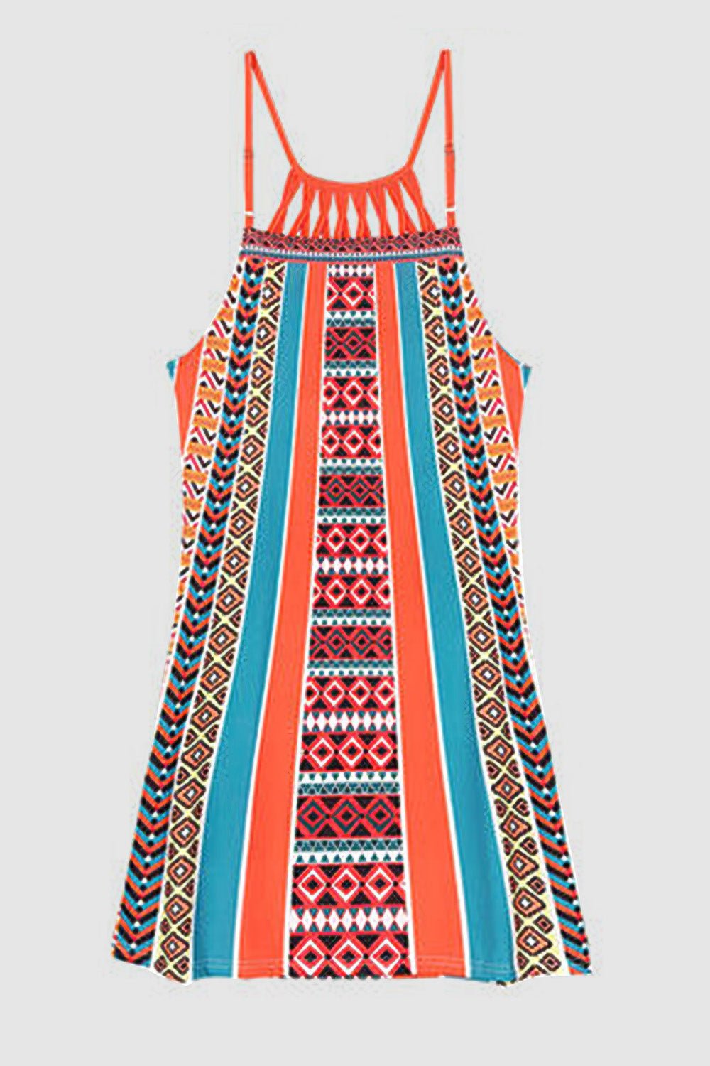 Printed Grecian Neck Mini Dress - Bella Blue Styles