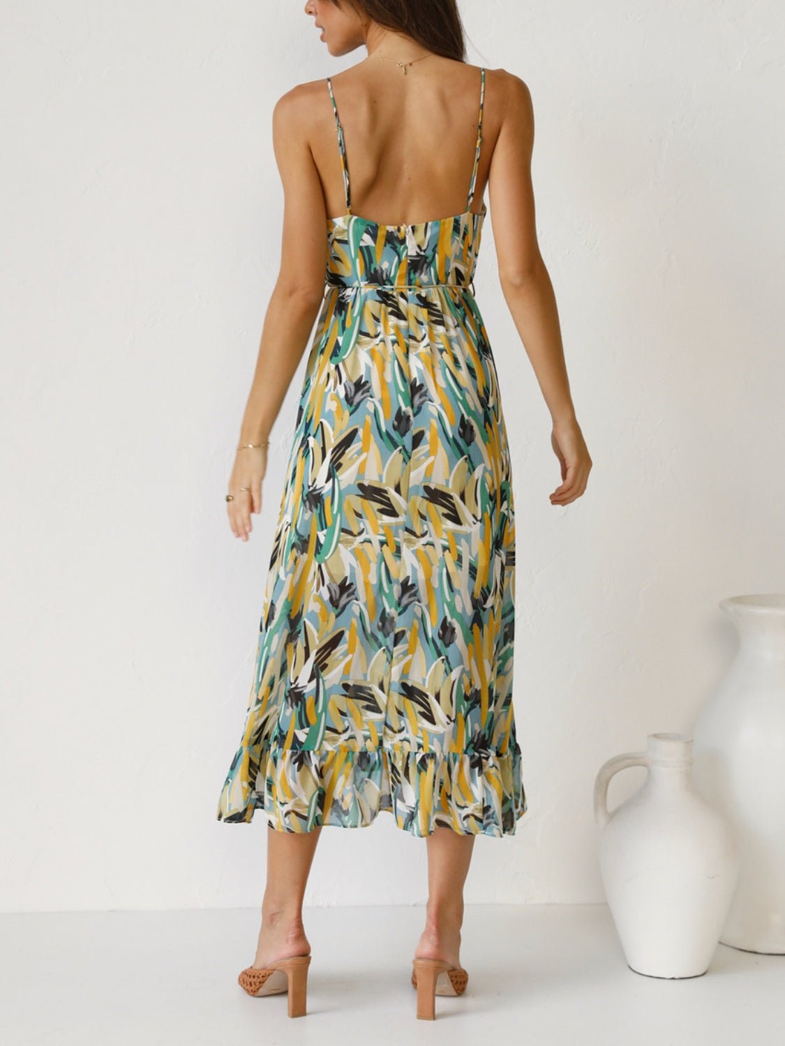 Printed Sleeveless Midi Cami dress - Bella Blue Styles