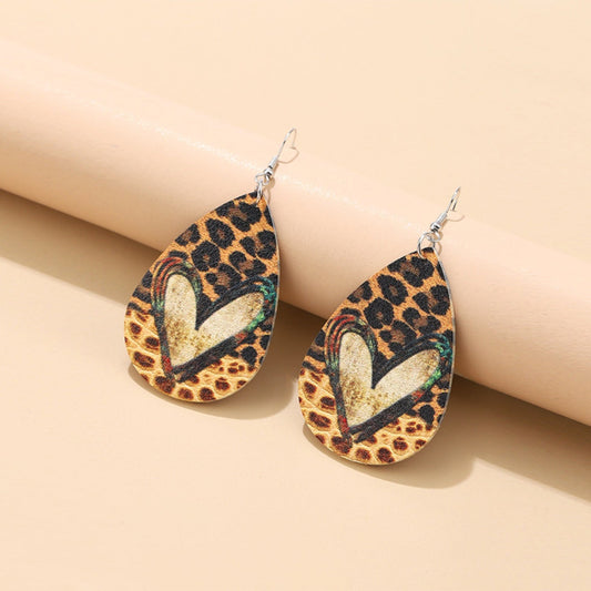 PU Leather Leopard Teardrop Earrings - Bella Blue Styles