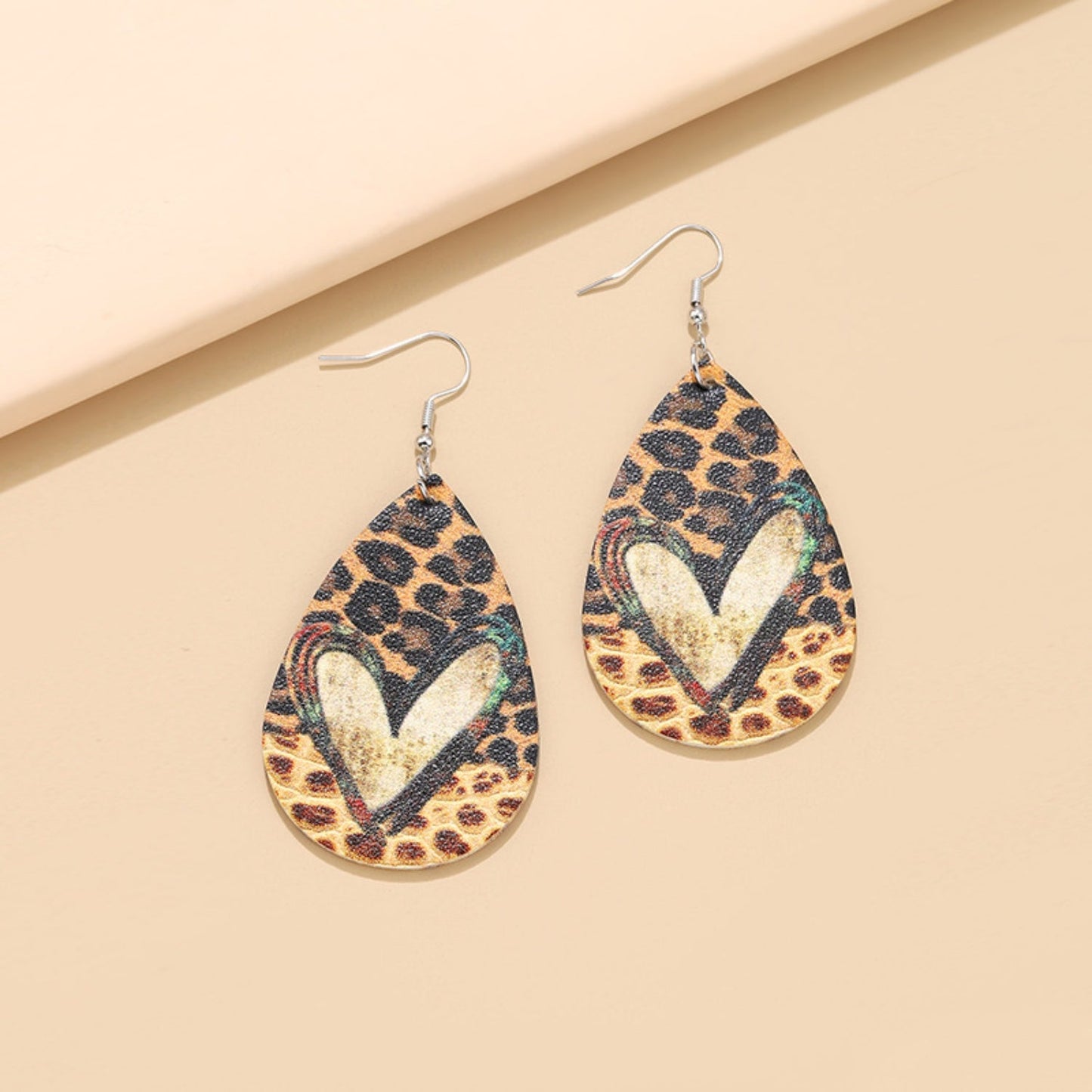 PU Leather Leopard Teardrop Earrings - Bella Blue Styles