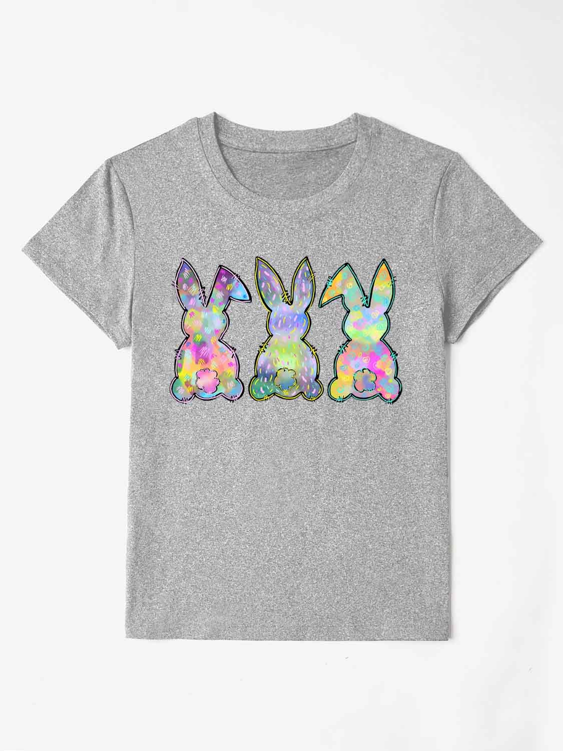 Rabbit Round Neck Short Sleeve T-Shirt - Bella Blue Styles