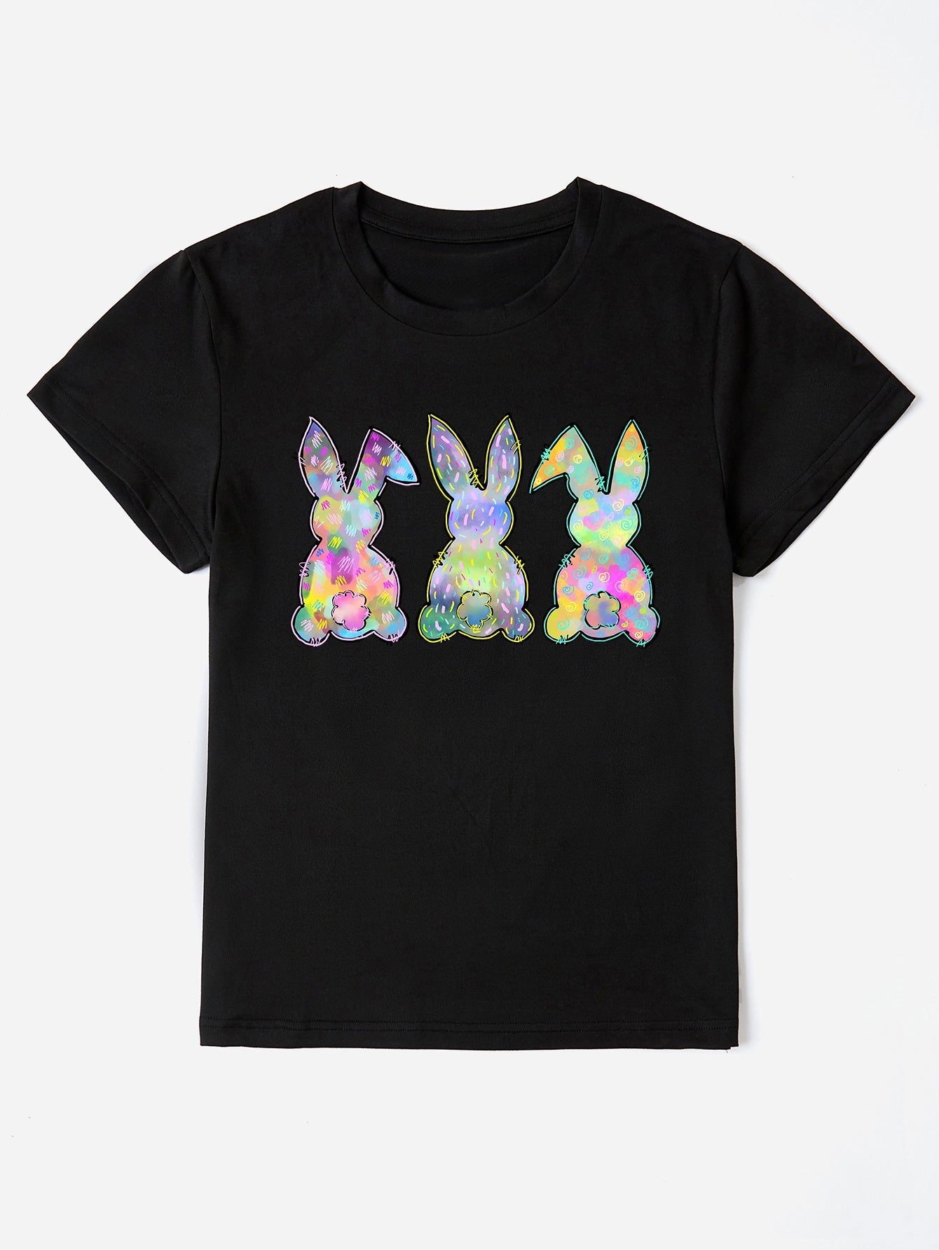 Rabbit Round Neck Short Sleeve T-Shirt - Bella Blue Styles