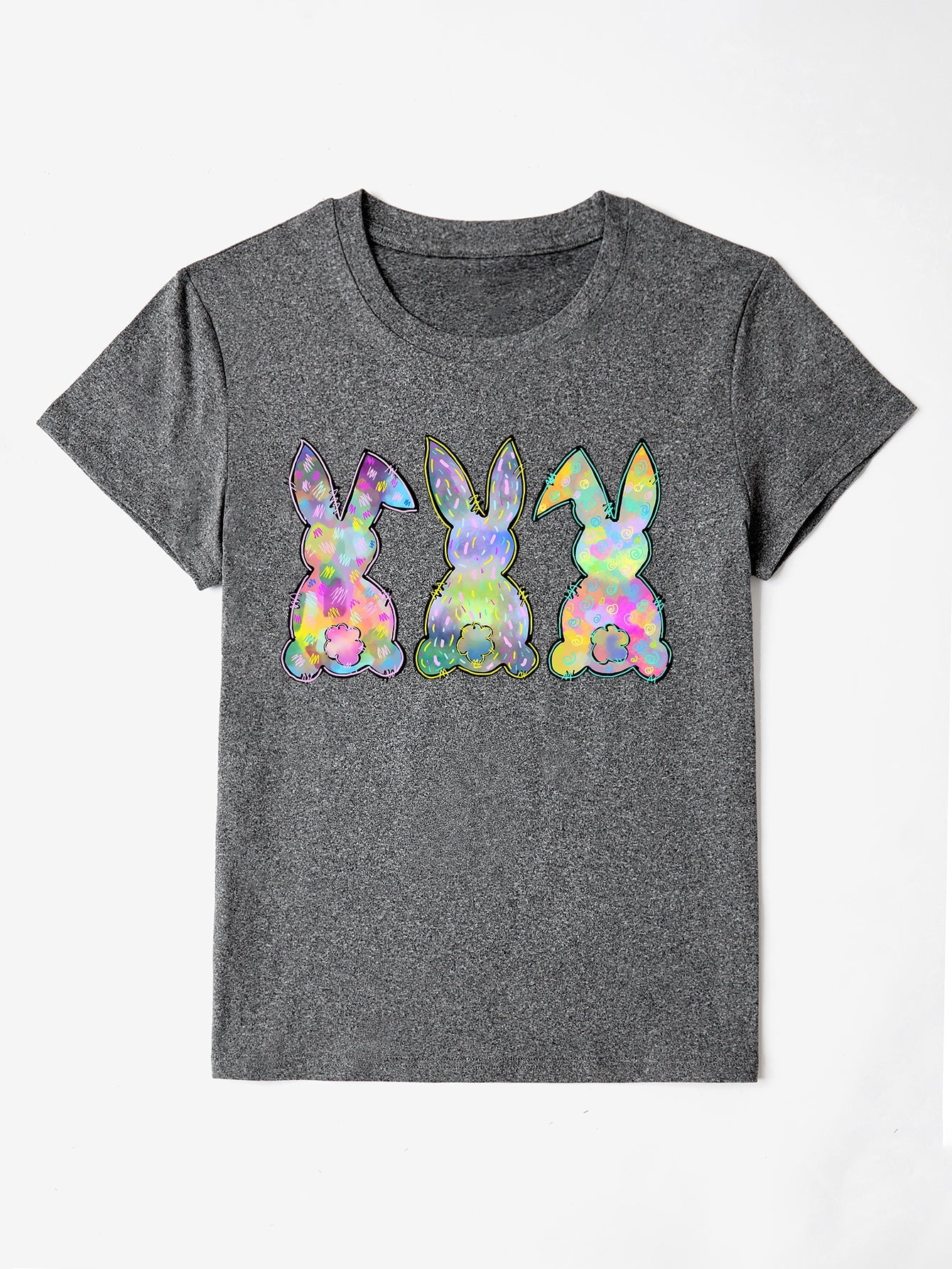 Rabbit Round Neck Short Sleeve T-Shirt - Bella Blue Styles