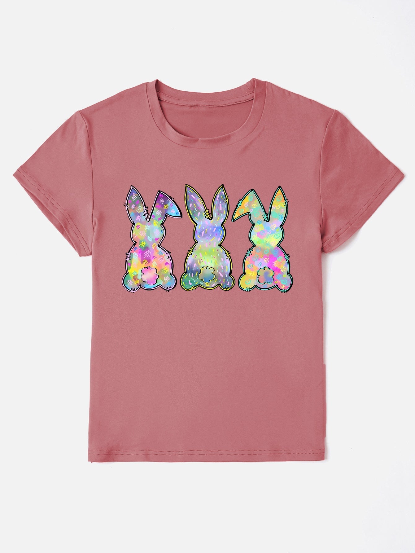 Rabbit Round Neck Short Sleeve T-Shirt - Bella Blue Styles