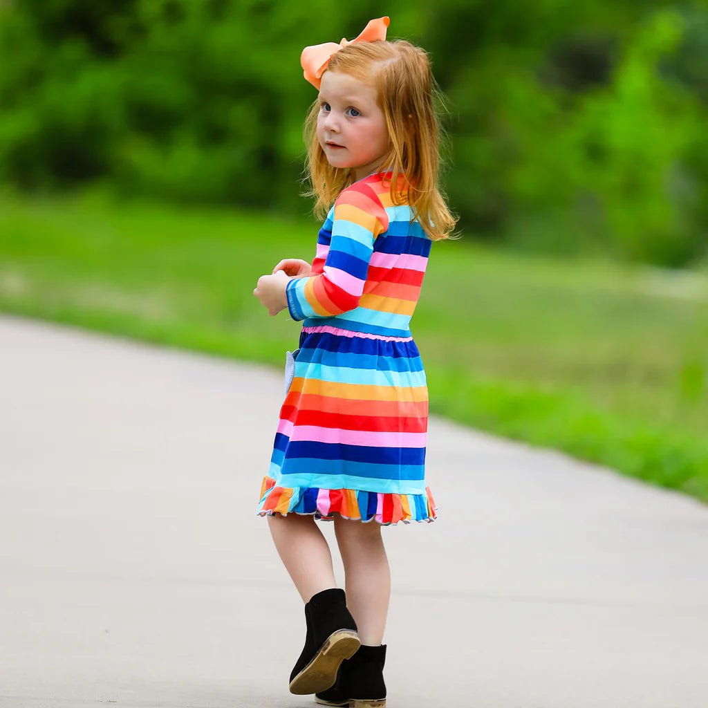 Rainbow Hearts Cotton Dress - Bella Blue Styles