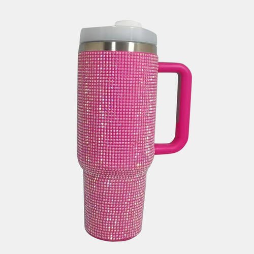 Rhinestone Stainless Steel Tumbler with Straw - Bella Blue Styles