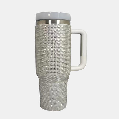 Rhinestone Stainless Steel Tumbler with Straw - Bella Blue Styles