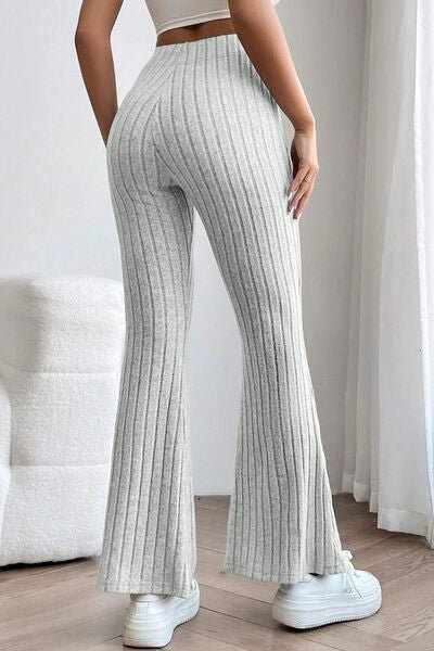 Ribbed High Waist Flare Pants - Bella Blue Styles