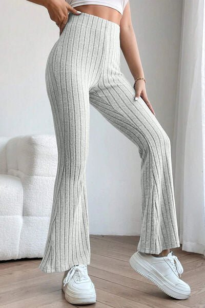 Ribbed High Waist Flare Pants - Bella Blue Styles