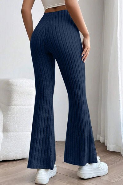 Ribbed High Waist Flare Pants - Bella Blue Styles