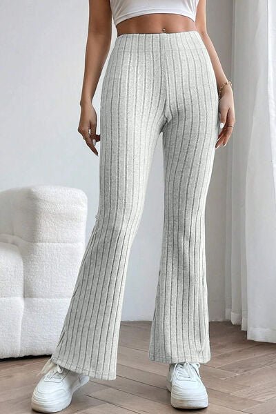 Ribbed High Waist Flare Pants - Bella Blue Styles