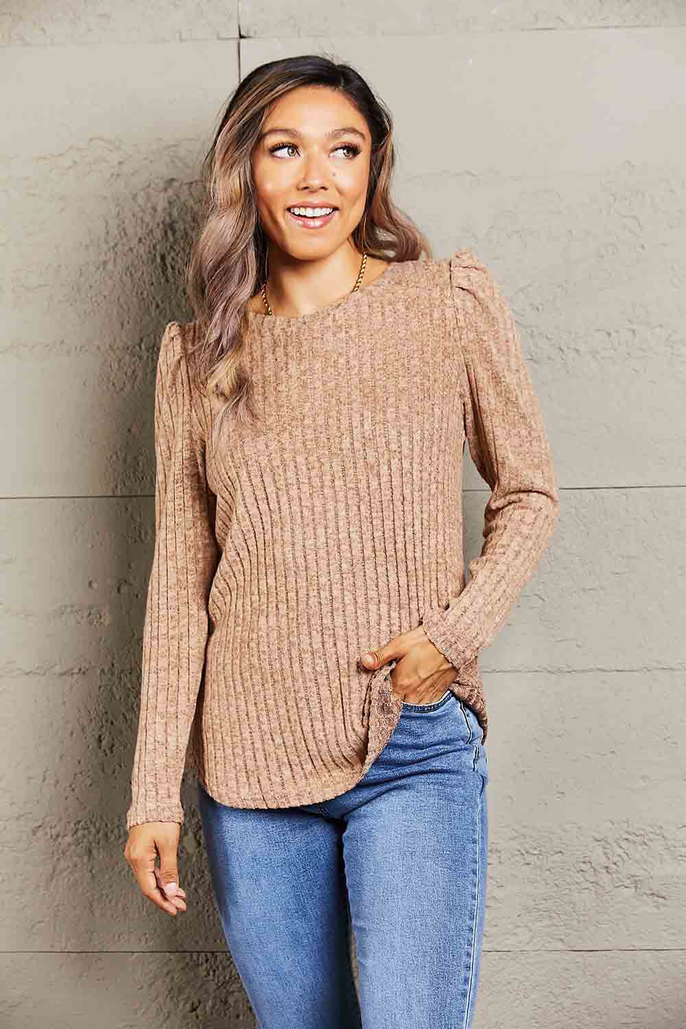 'Round The Bend Ribbed Sweater - Bella Blue Styles