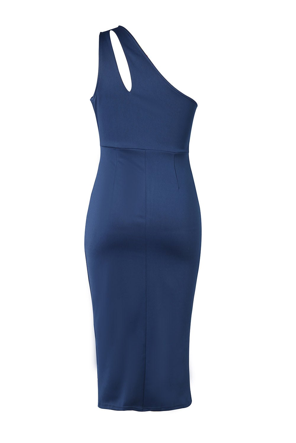 Ruched Cutout Single Shoulder Midi Dress - Bella Blue Styles