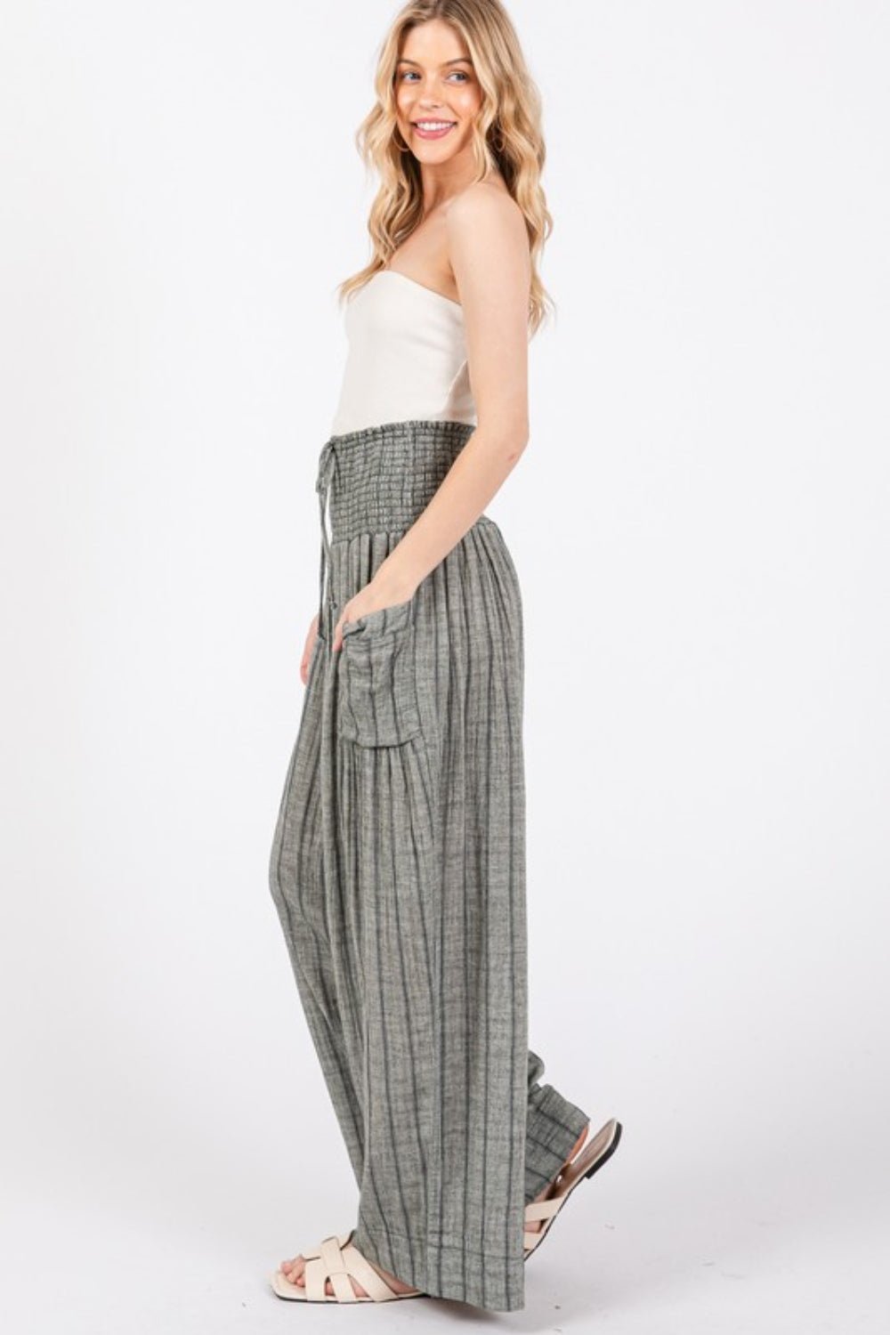 SAGE + FIG Cotton Gauze Wash Stripe Pants - Bella Blue Styles