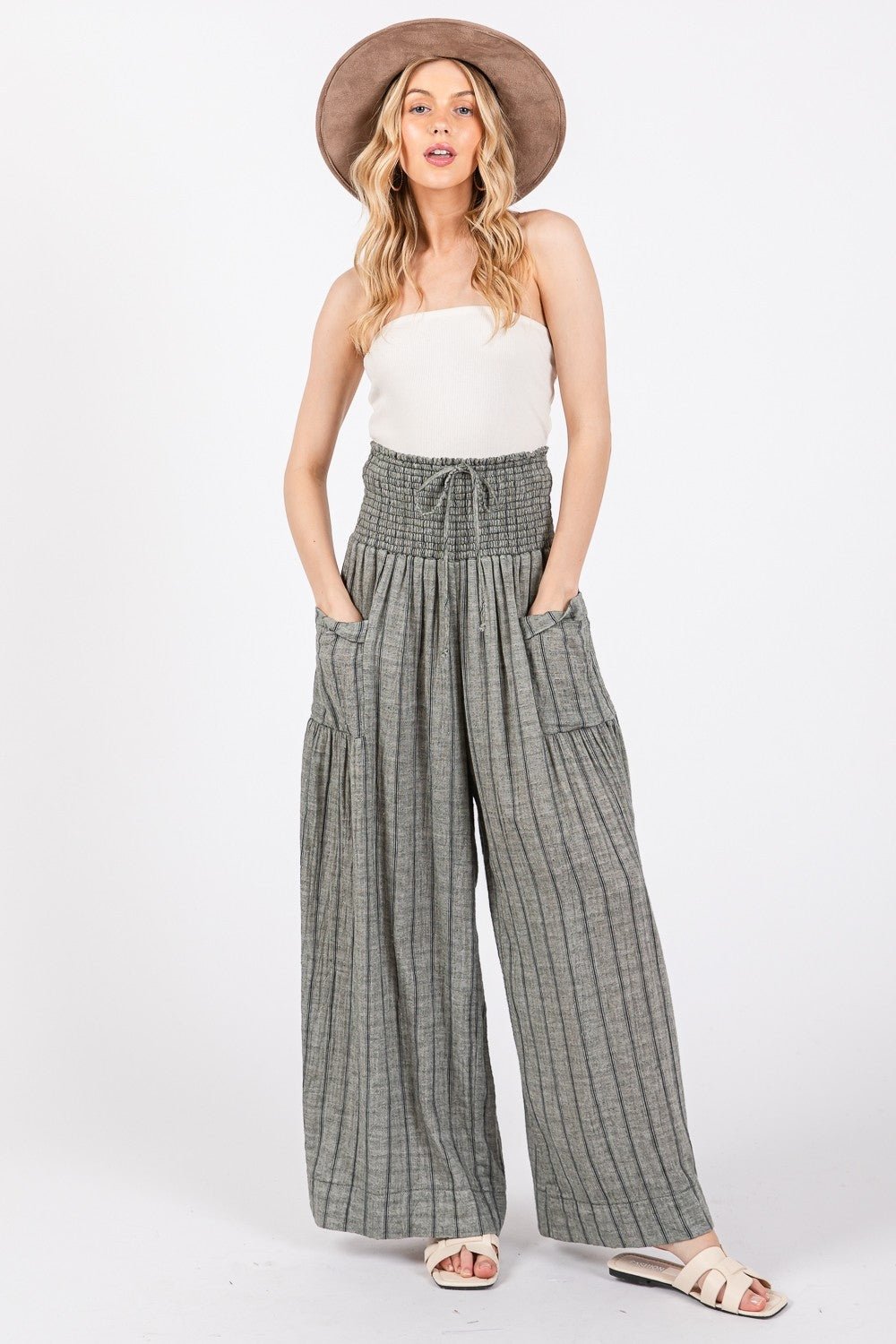 SAGE + FIG Cotton Gauze Wash Stripe Pants - Bella Blue Styles