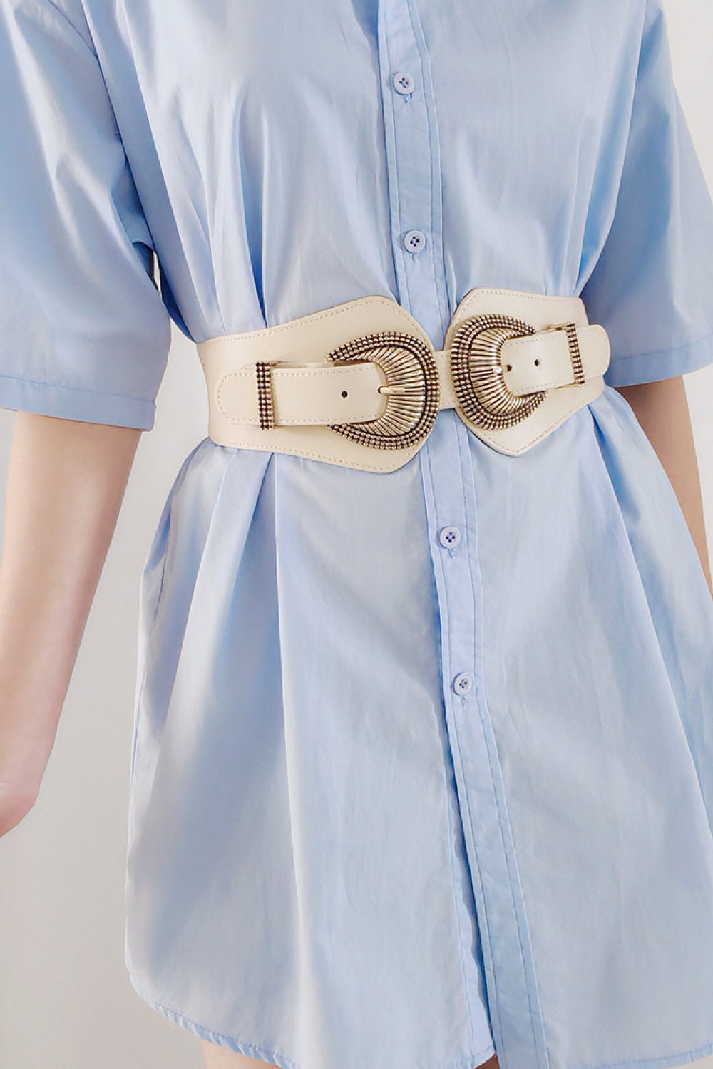 Shell Double Buckle Elastic Wide Belt - Bella Blue Styles