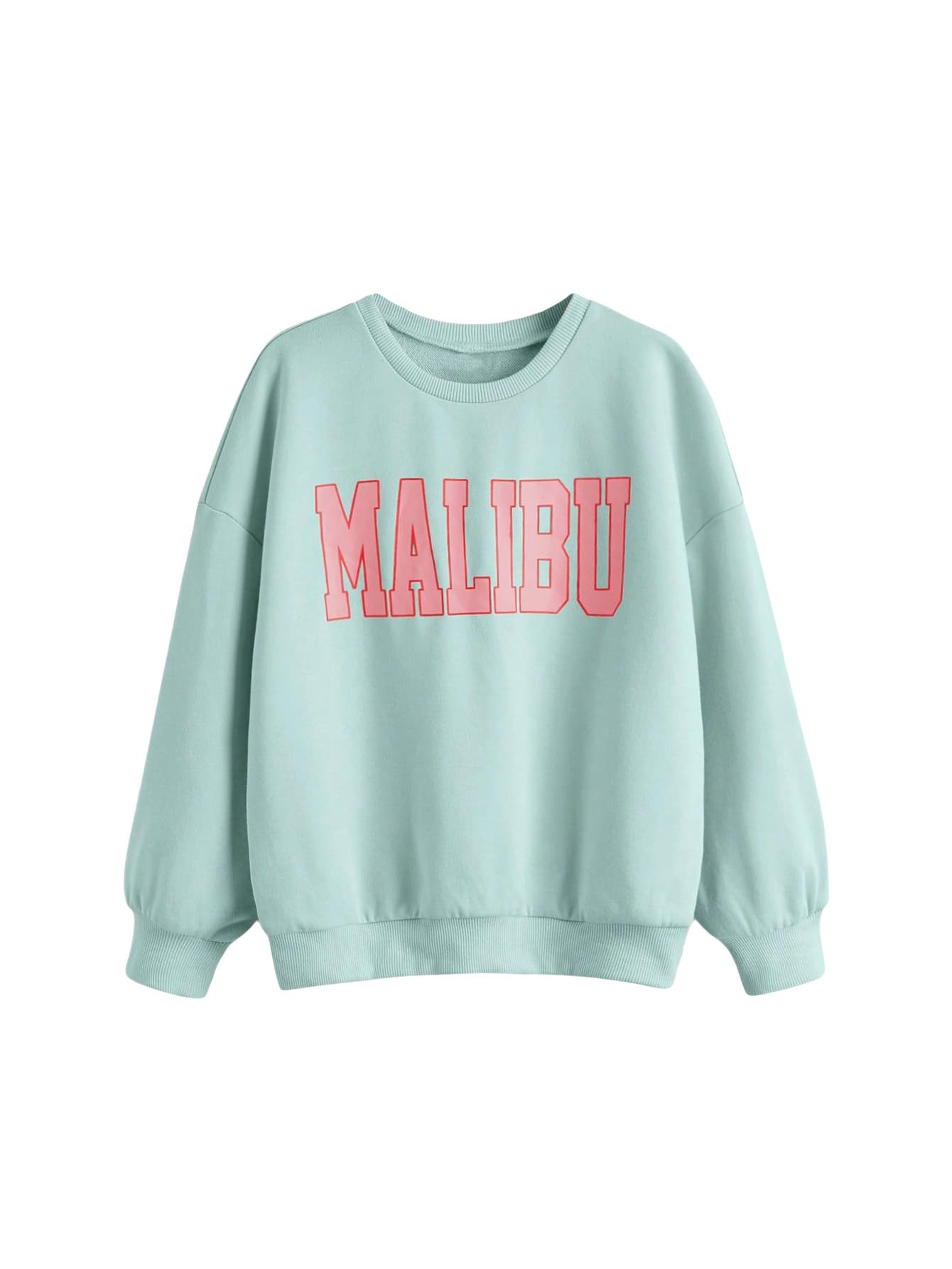 SHENHE Girl's Cute Graphic Crewneck Sweatshirt Long Sleeve Drop Shoulder Pullover Shirt Tops Mint Blue 11 - 12Y - Bella Blue Styles