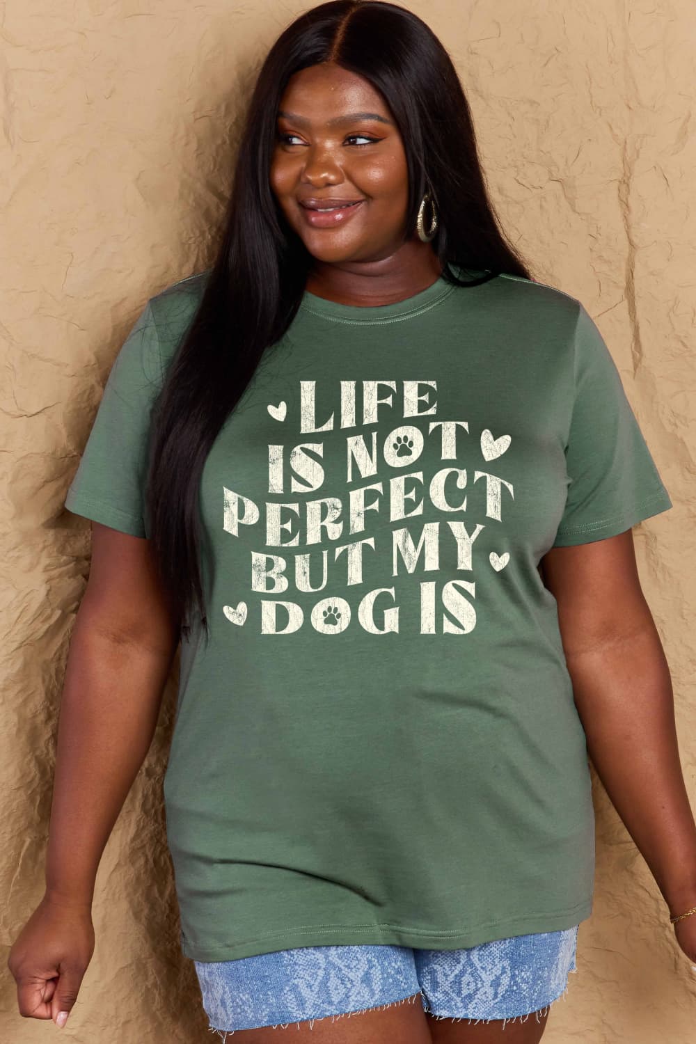 Simply Love Full Size Dog Slogan Graphic Cotton T-Shirt - Bella Blue Styles