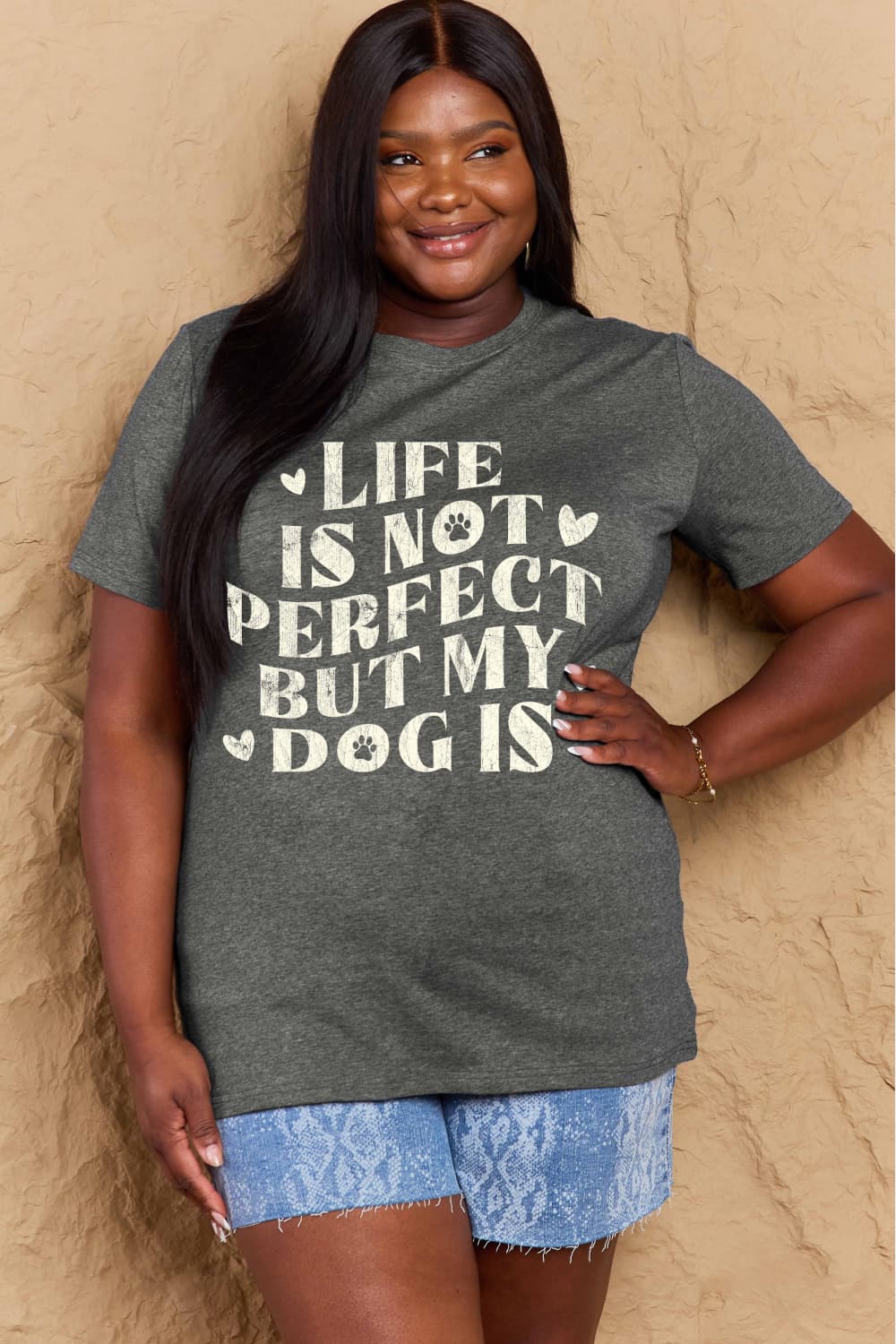 Simply Love Full Size Dog Slogan Graphic Cotton T-Shirt - Bella Blue Styles