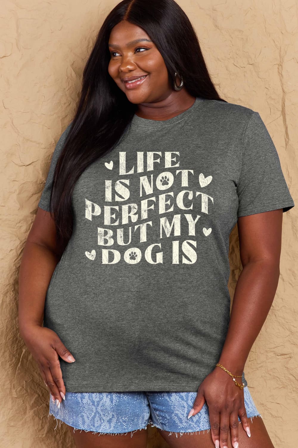 Simply Love Full Size Dog Slogan Graphic Cotton T-Shirt - Bella Blue Styles