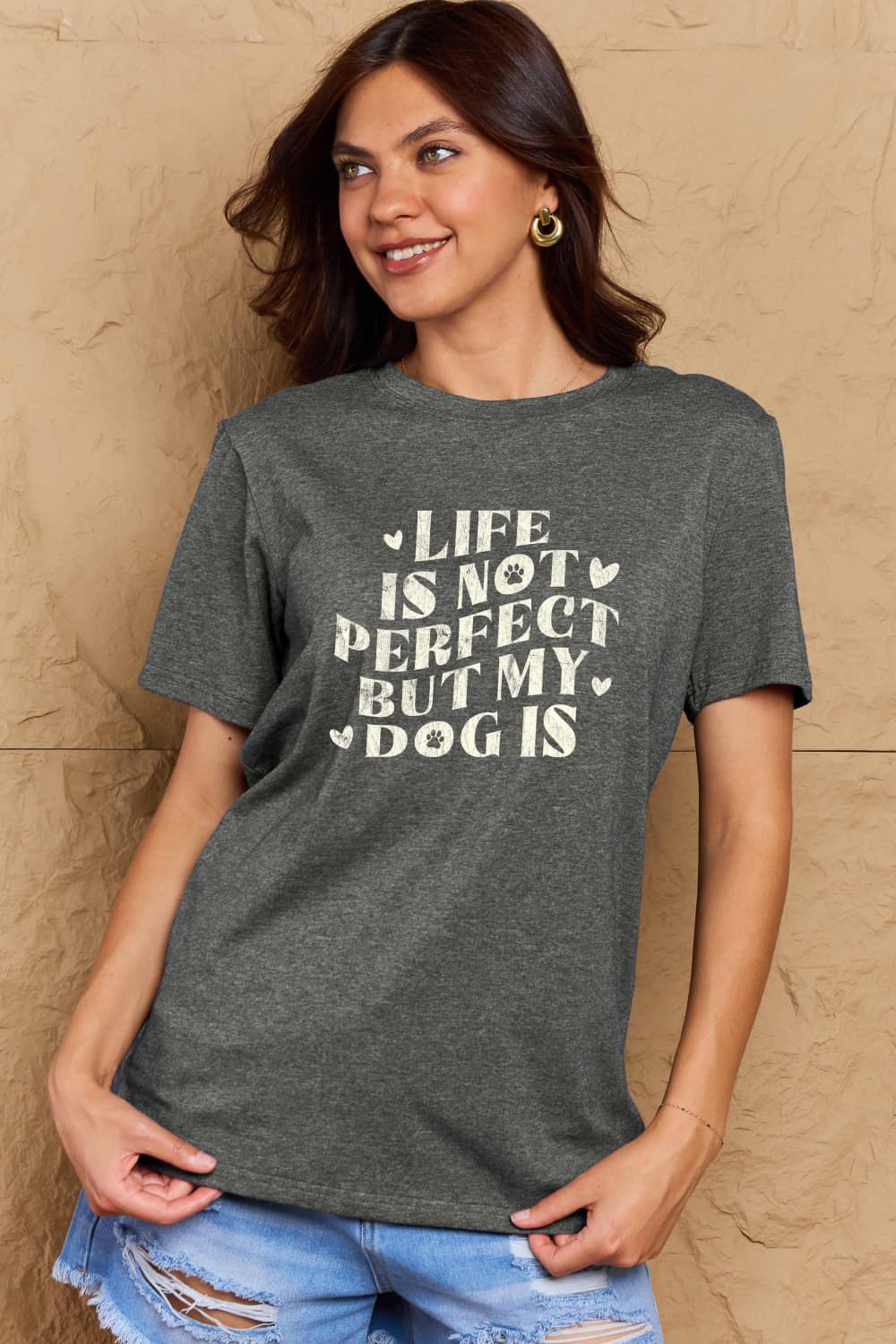 Simply Love Full Size Dog Slogan Graphic Cotton T-Shirt - Bella Blue Styles