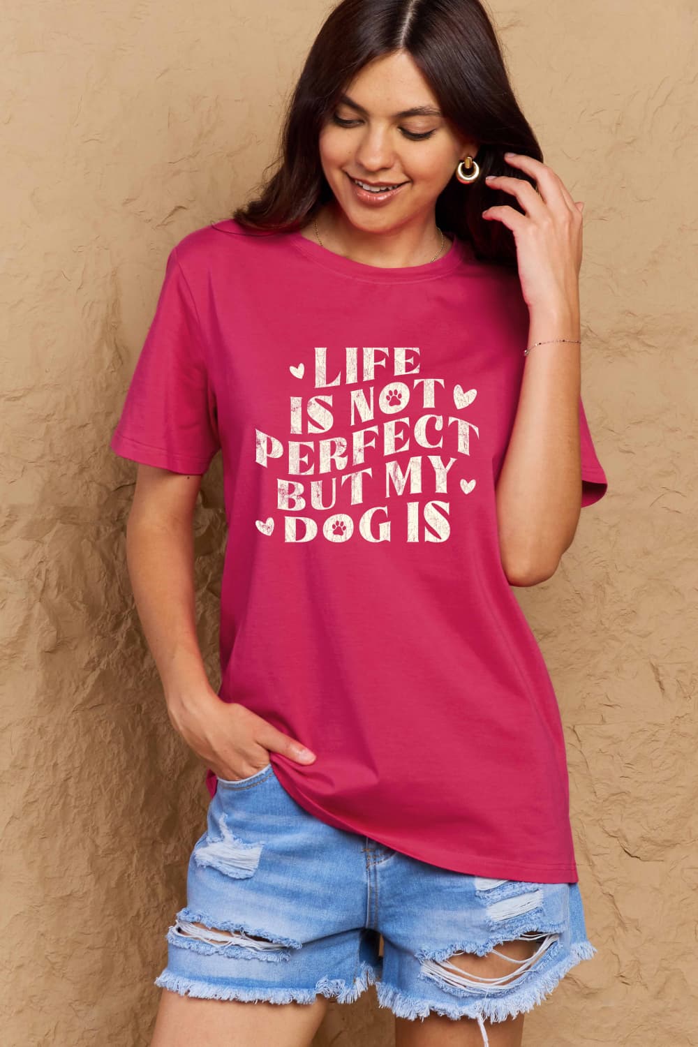 Simply Love Full Size Dog Slogan Graphic Cotton T-Shirt - Bella Blue Styles