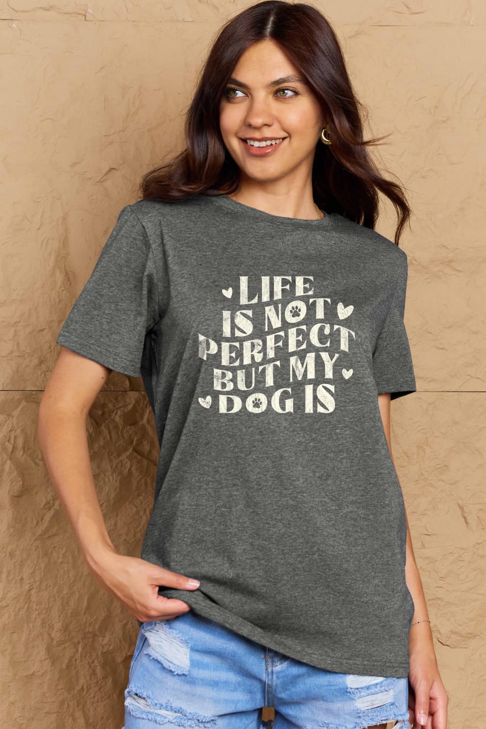 Simply Love Full Size Dog Slogan Graphic Cotton T-Shirt - Bella Blue Styles