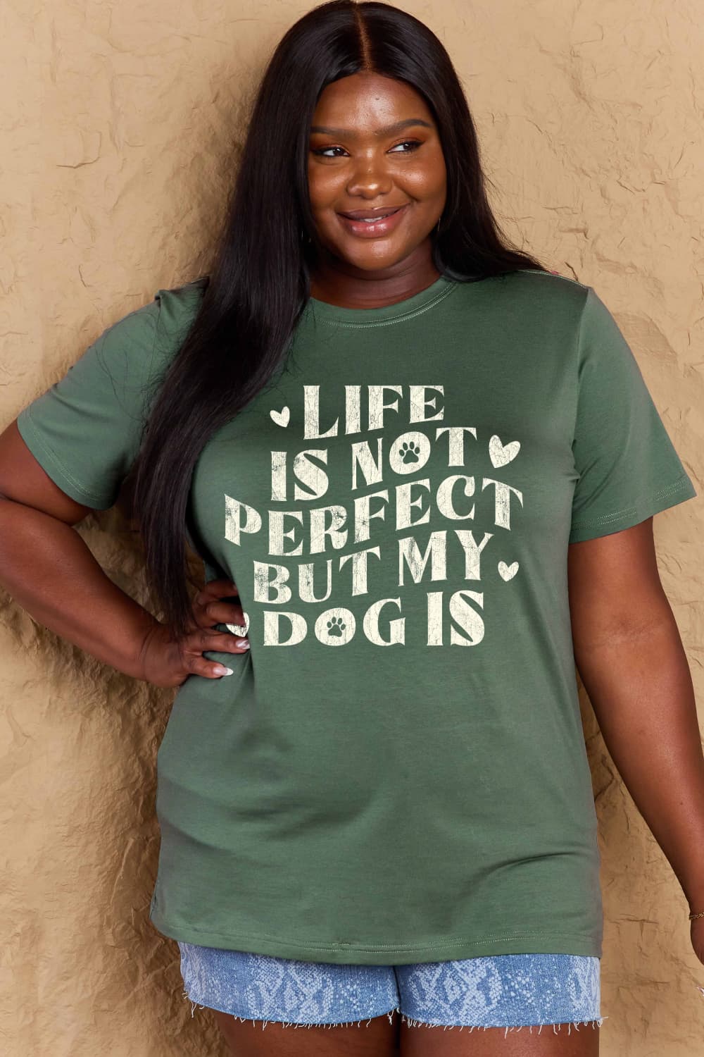 Simply Love Full Size Dog Slogan Graphic Cotton T-Shirt - Bella Blue Styles