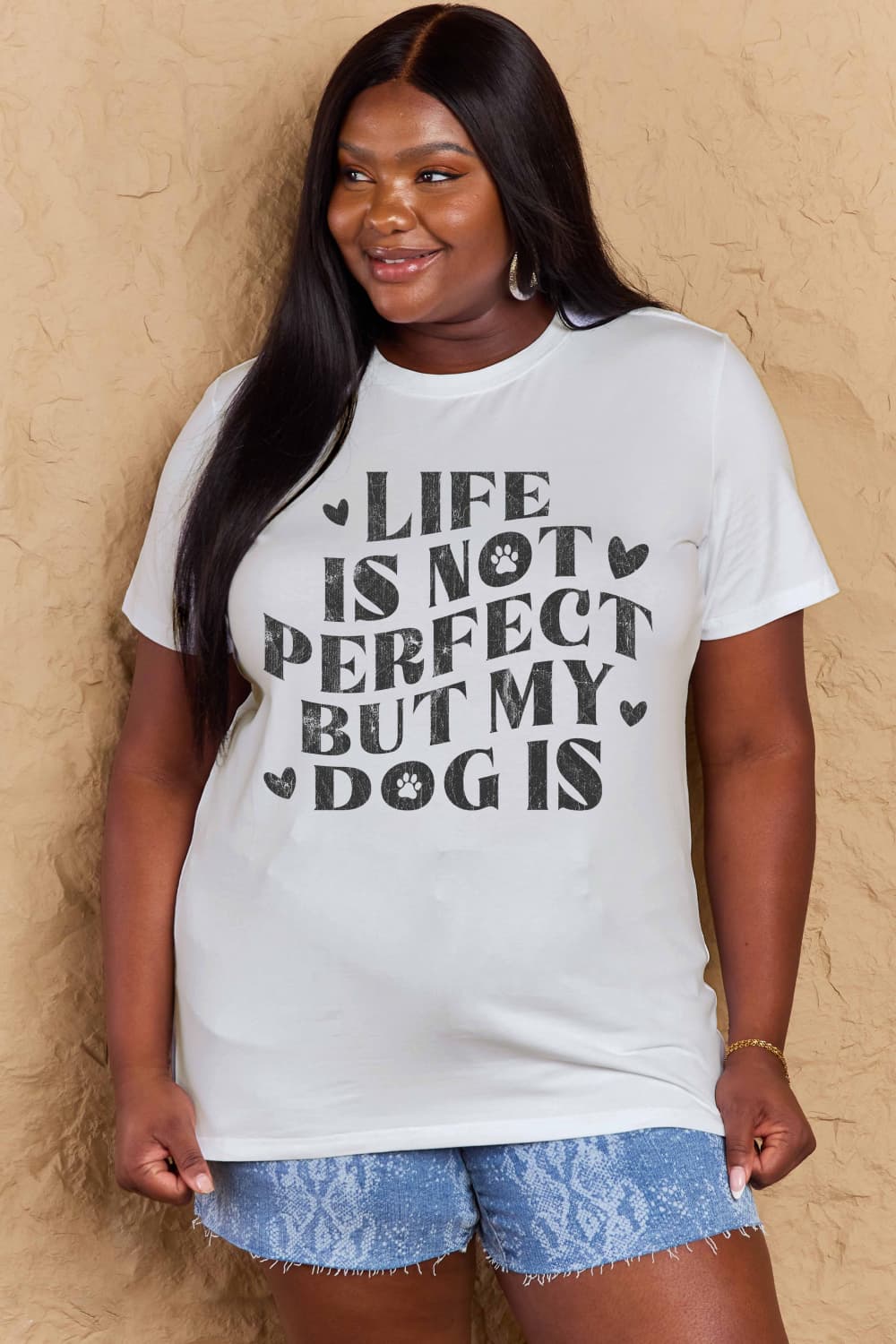 Simply Love Full Size Dog Slogan Graphic Cotton T-Shirt - Bella Blue Styles