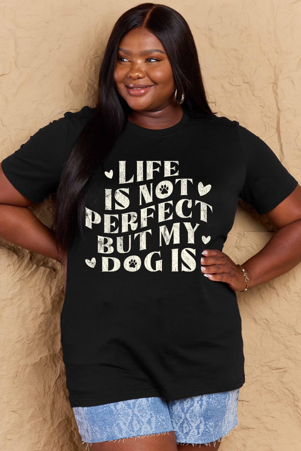 Simply Love Full Size Dog Slogan Graphic Cotton T-Shirt - Bella Blue Styles