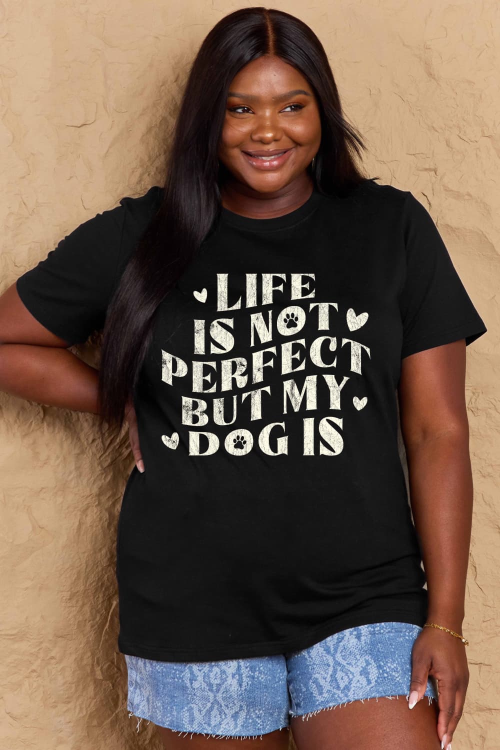 Simply Love Full Size Dog Slogan Graphic Cotton T-Shirt - Bella Blue Styles