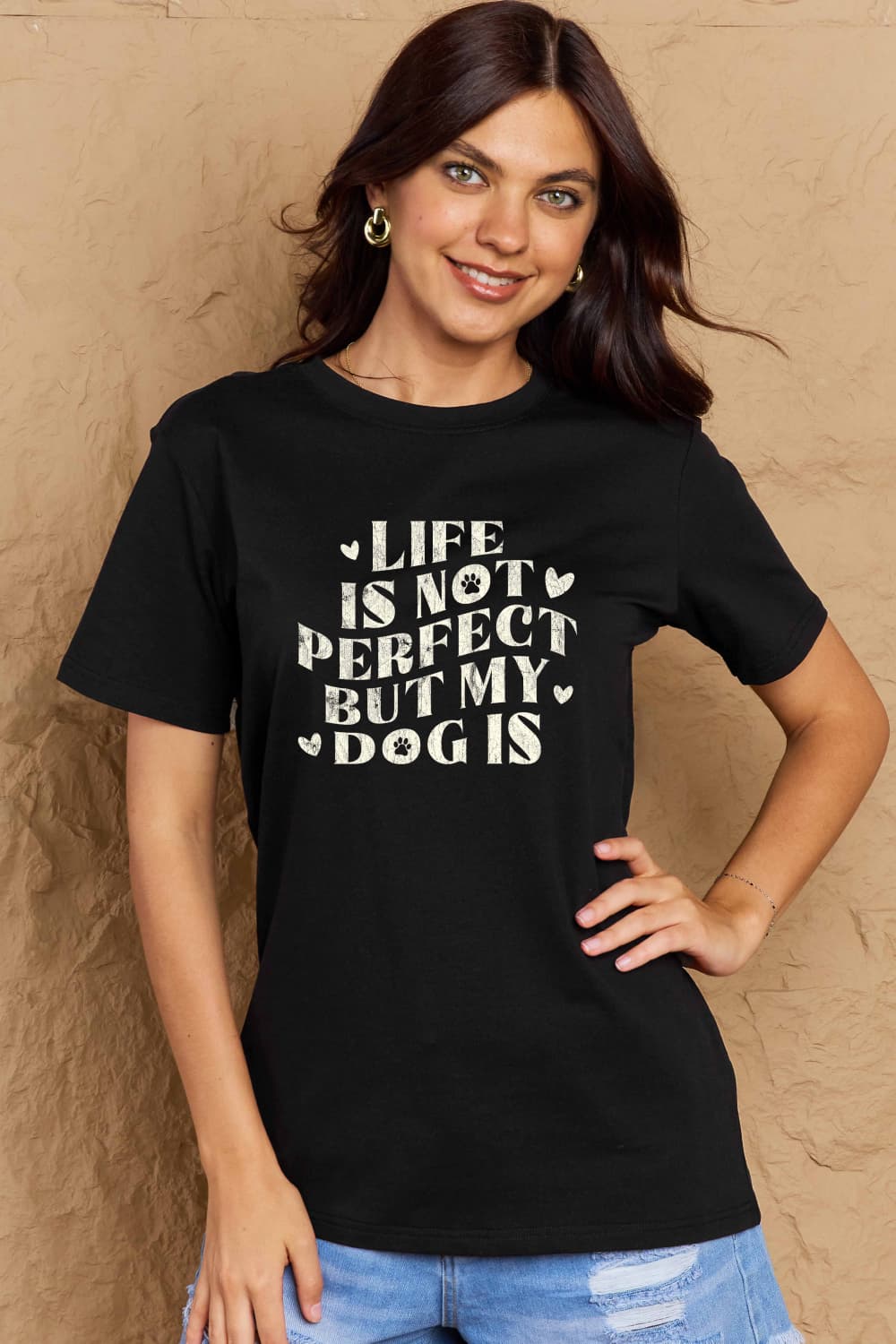 Simply Love Full Size Dog Slogan Graphic Cotton T-Shirt - Bella Blue Styles