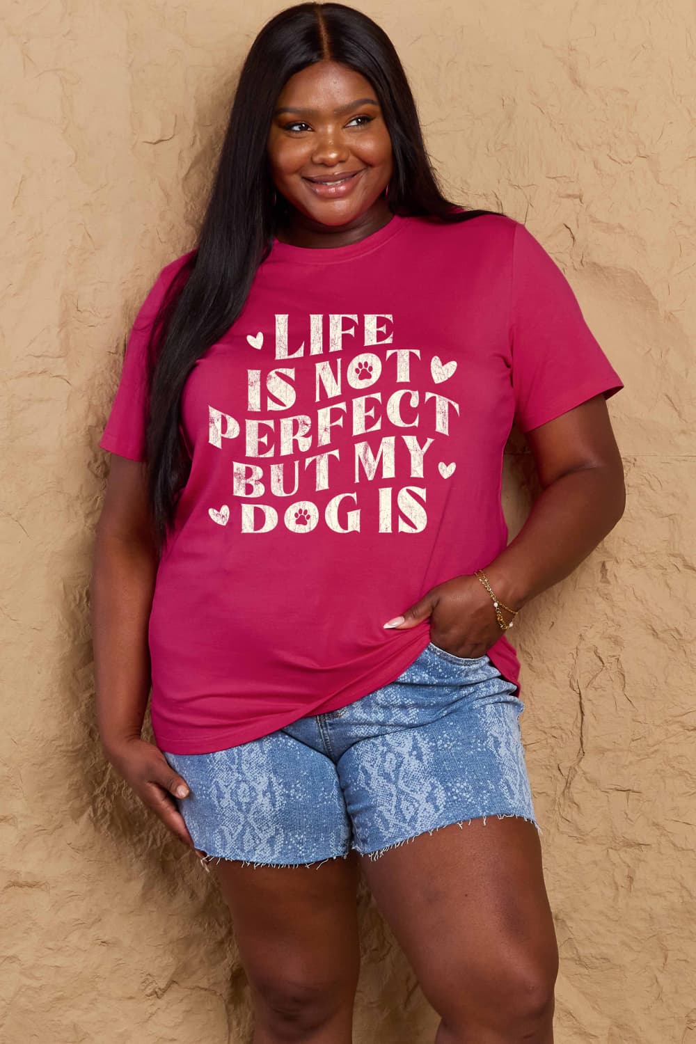 Simply Love Full Size Dog Slogan Graphic Cotton T-Shirt - Bella Blue Styles