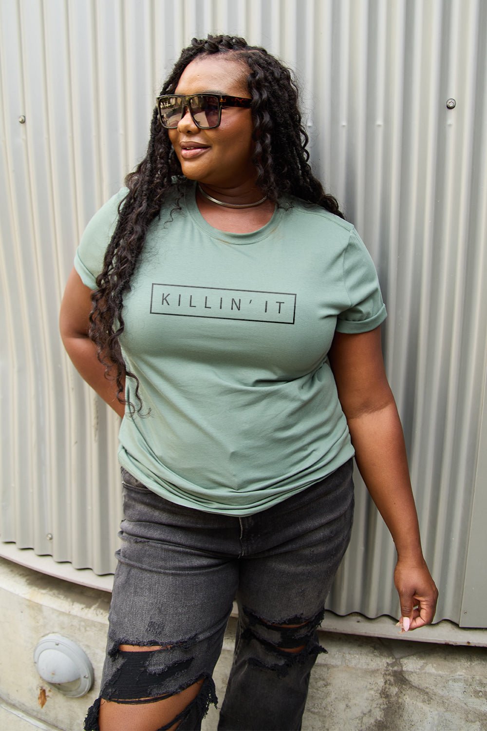 Simply Love Full Size KILLIN'IT Short Sleeve T-Shirt - Bella Blue Styles