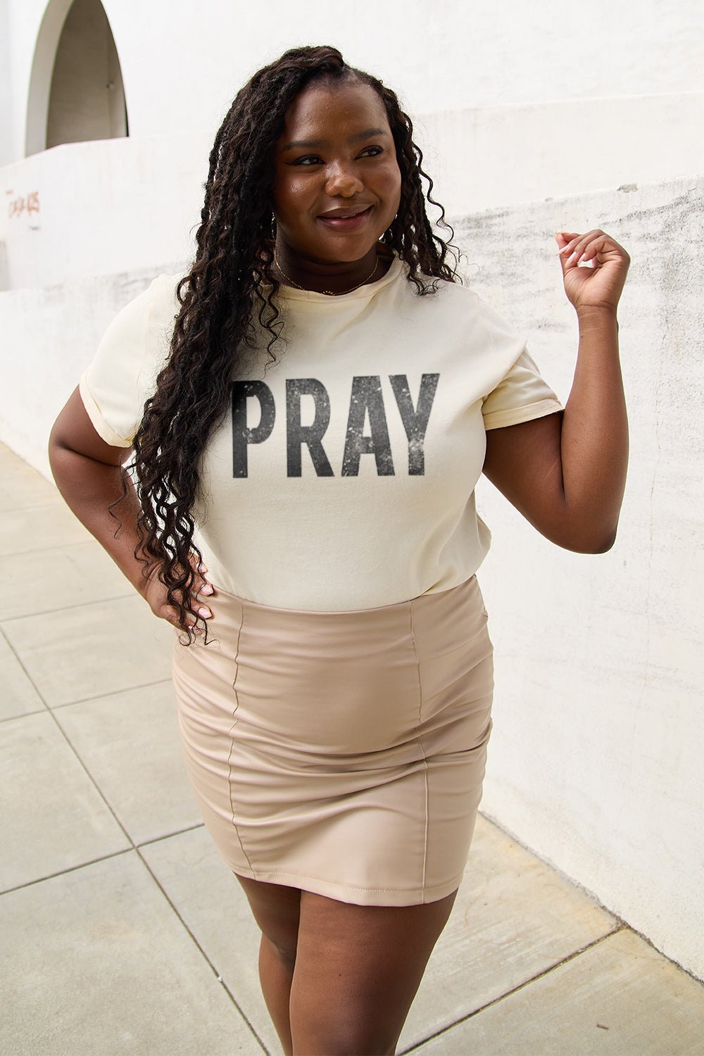 Simply Love Full Size PRAY Round Neck T-Shirt - Bella Blue Styles