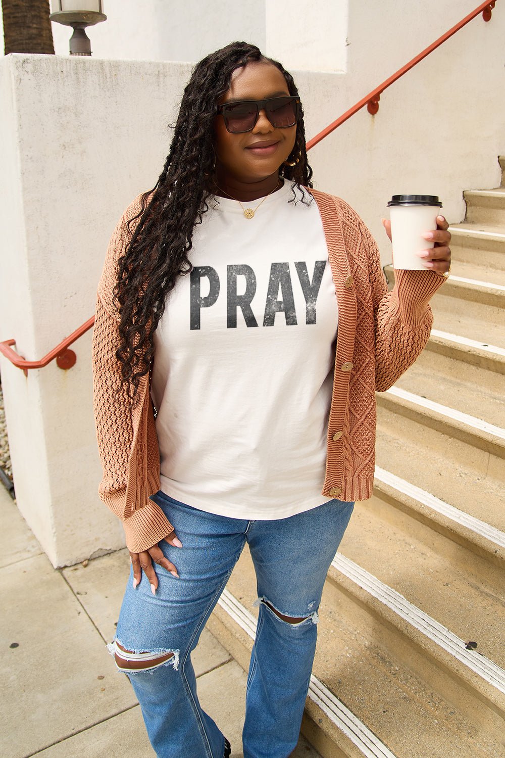 Simply Love Full Size PRAY Round Neck T-Shirt - Bella Blue Styles