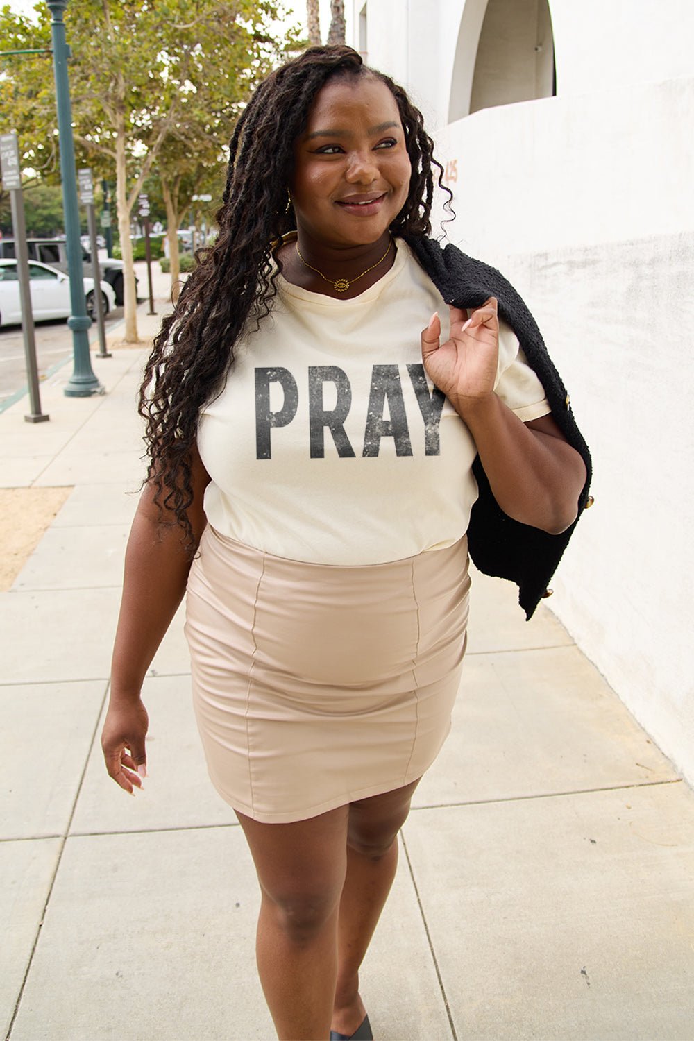 Simply Love Full Size PRAY Round Neck T-Shirt - Bella Blue Styles