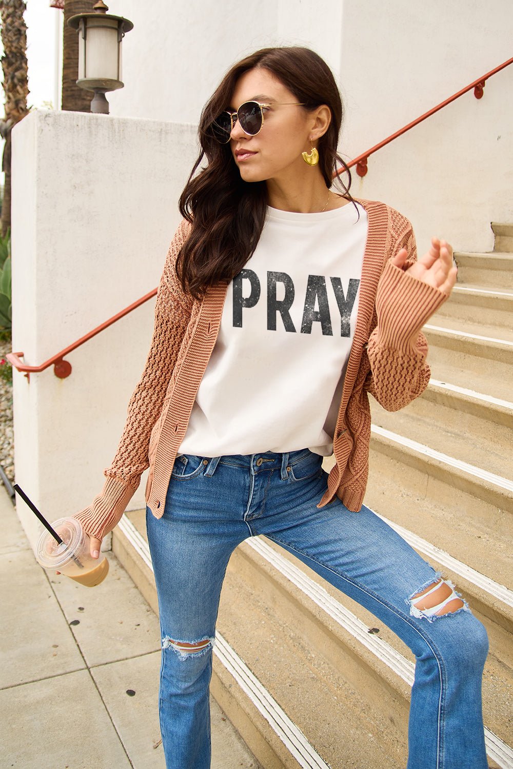 Simply Love Full Size PRAY Round Neck T-Shirt - Bella Blue Styles