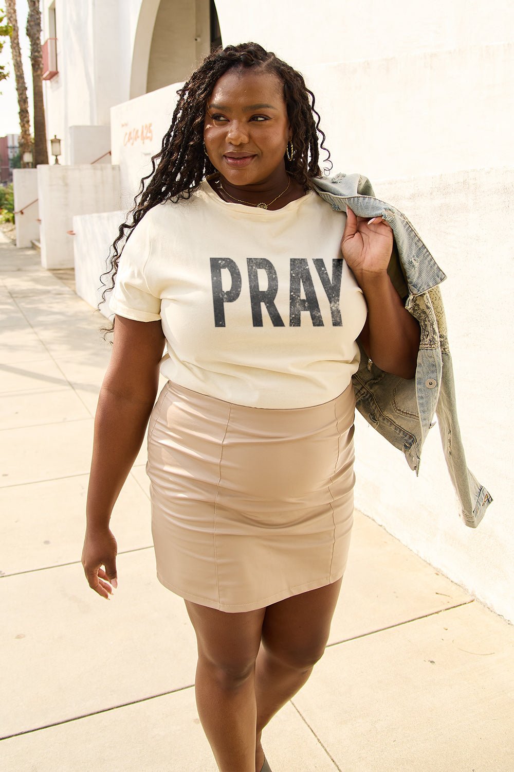 Simply Love Full Size PRAY Round Neck T-Shirt - Bella Blue Styles