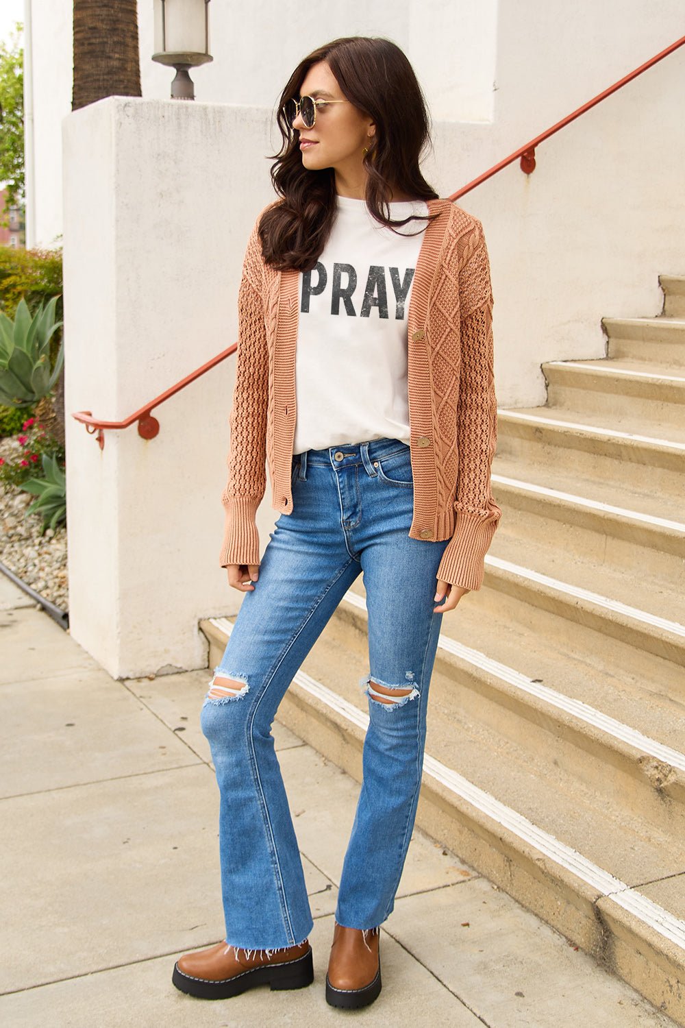 Simply Love Full Size PRAY Round Neck T-Shirt - Bella Blue Styles